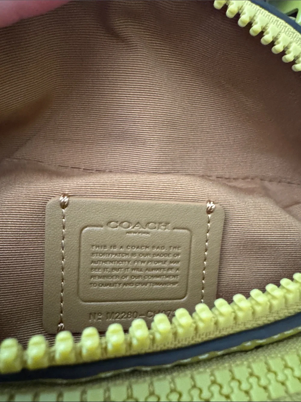 Coach chartreuse Embossed Signature Leather small Belt Bag